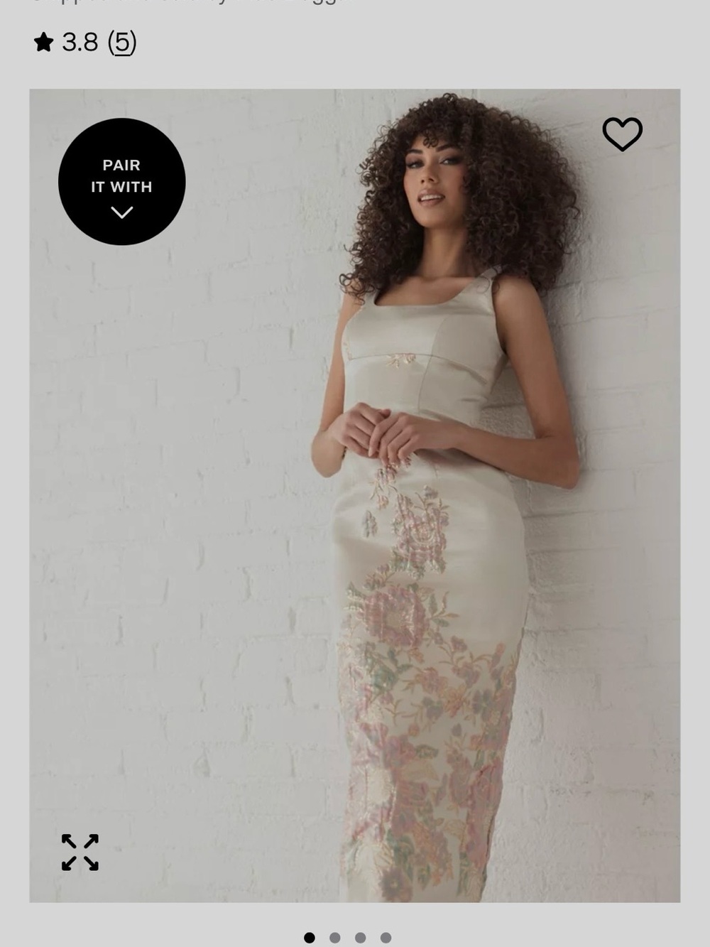 Mac Duggal Champagne and Pink Floral Jacquard Midi Dress
